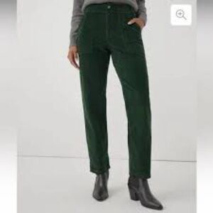 PACT Organic Corduroy High Rise Straight Leg Ankle Pants Green Small Preppy